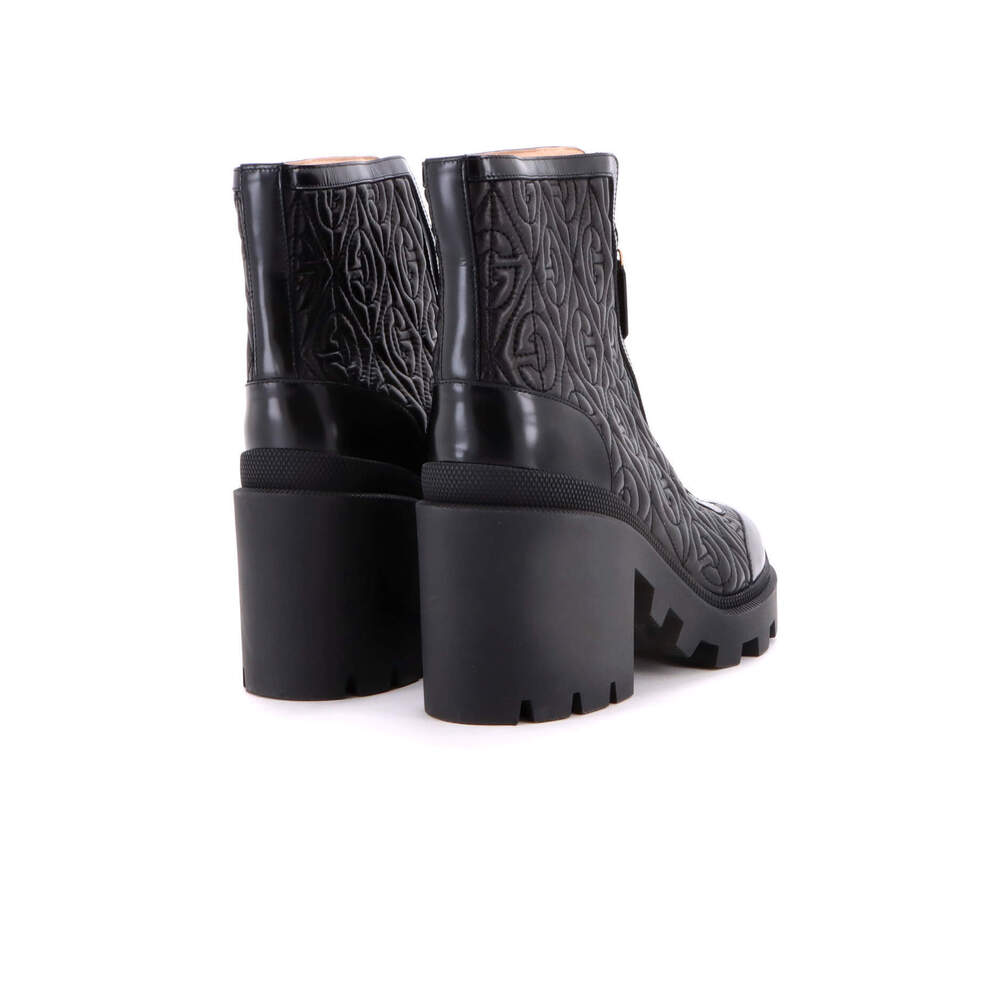 Gucci G Rhombus Trip Heeled Boots Quilted Leather - Picture 3 of 6